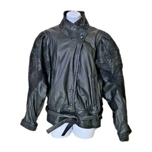 Vtg 80s 90s G-III‎ Leather Fashions Jacket Batwing Dolman Suede Snake Womens L